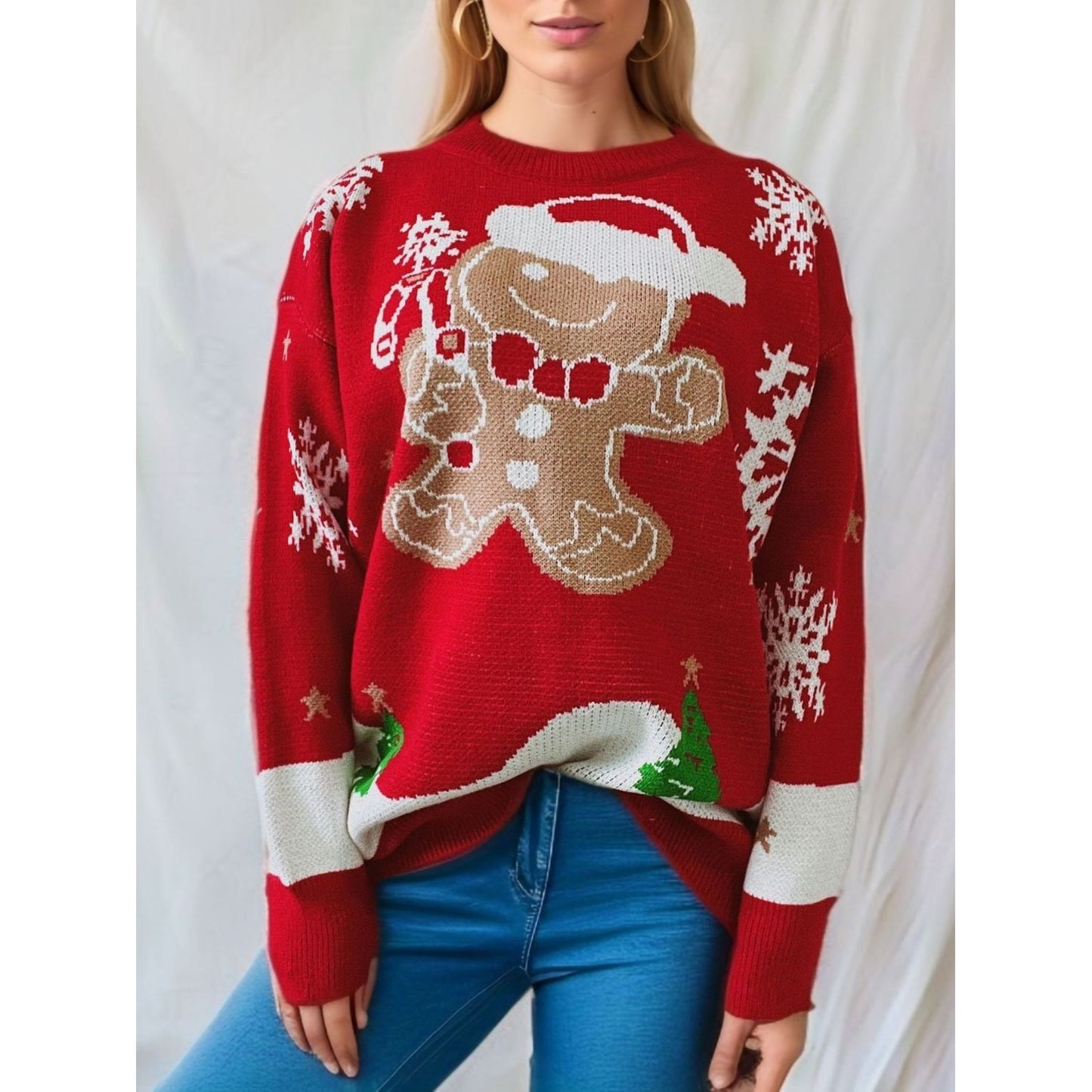 Gingersnap Round Neck Long Sleeve Sweater