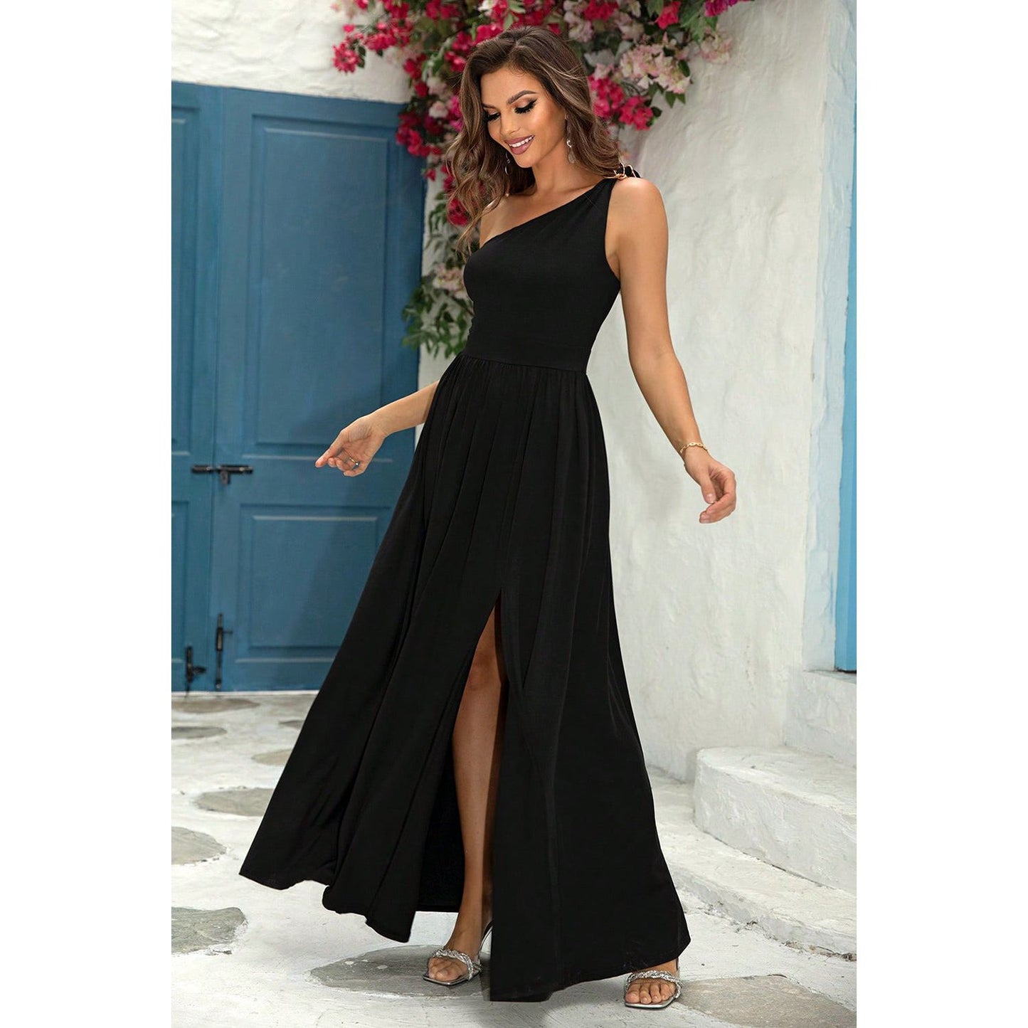 One-Shoulder Split Maxi Dress