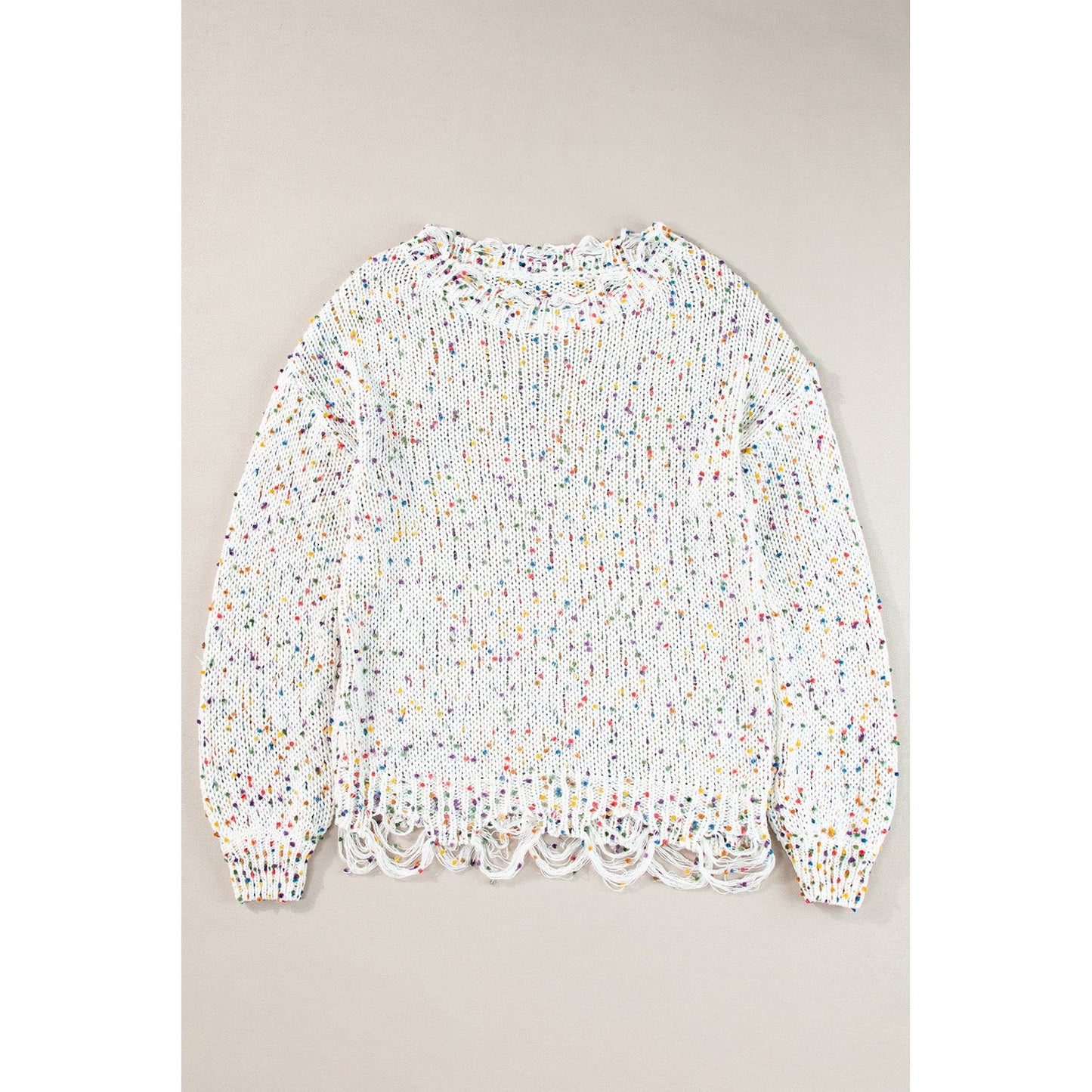 Confetti Round Neck Dropped Shoulder Sweater