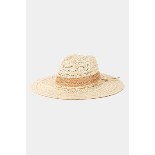 Fame Contrast Straw Braided Sun Hat