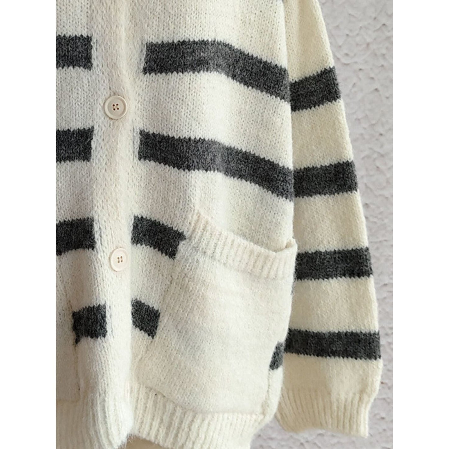 Striped Button Down Long Sleeve Cardigan