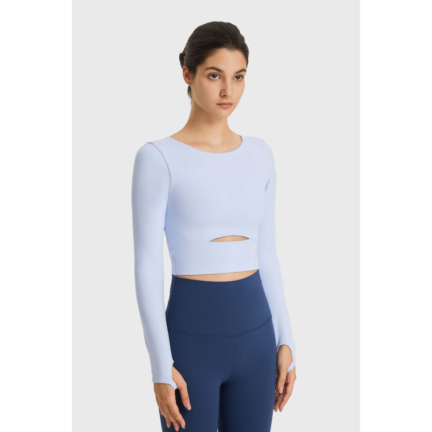 Cutout Long Sleeve Cropped Sports Top