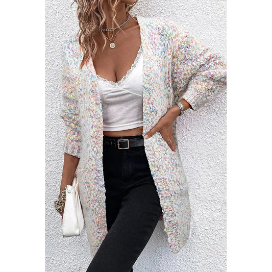 Pocketed Open Front Long Sleeve Cardigan