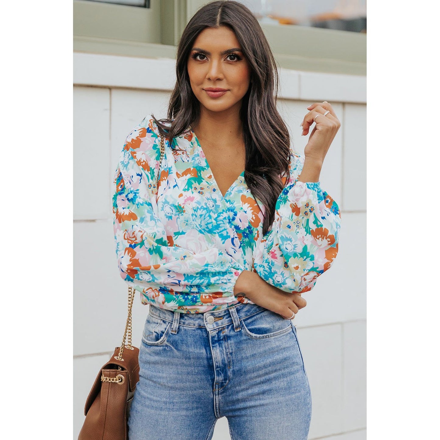 Floral Long Balloon Sleeve Bodysuit