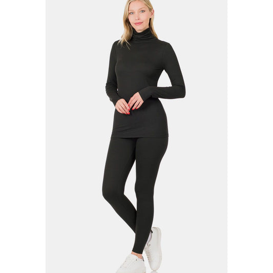 Zenana Full Size Turtleneck Top and Leggings Lounge Set