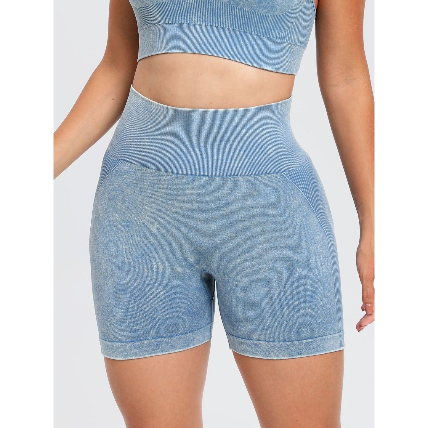 Washed High Waist Active Shorts