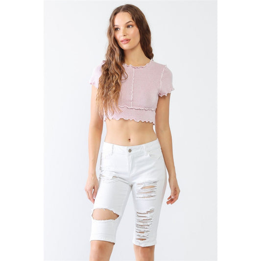 LITZ LA Distressed Bermuda Denim Shorts