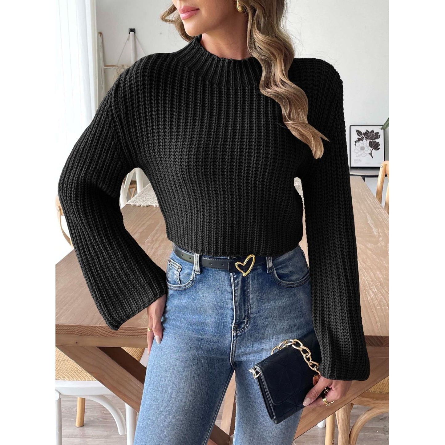 Mock Neck Long Sleeve Sweater