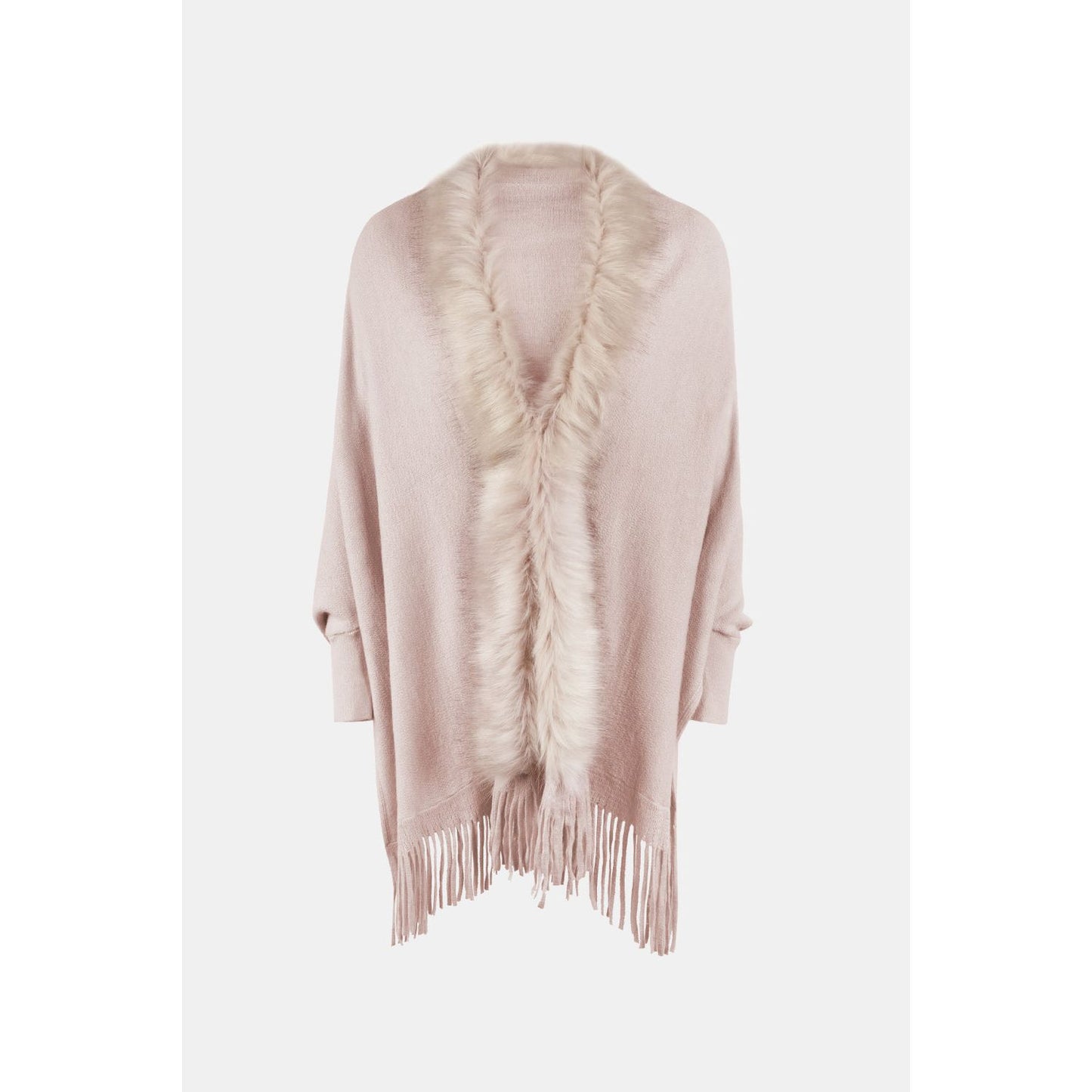 Fringe Open Front Long Sleeve Poncho