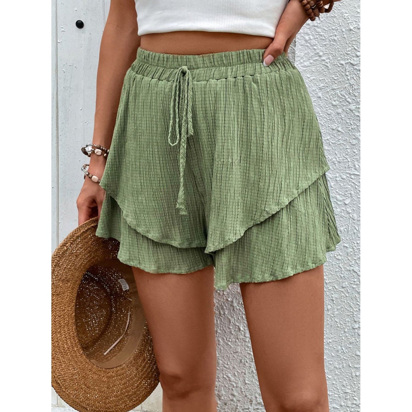 Perfee Tied Layered High Waist Shorts