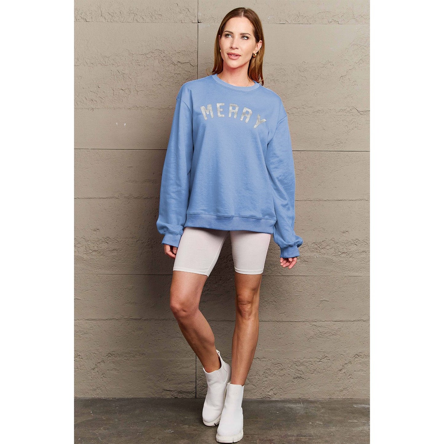 Simply Love Full Size MERRY Graphic Sweatshirt