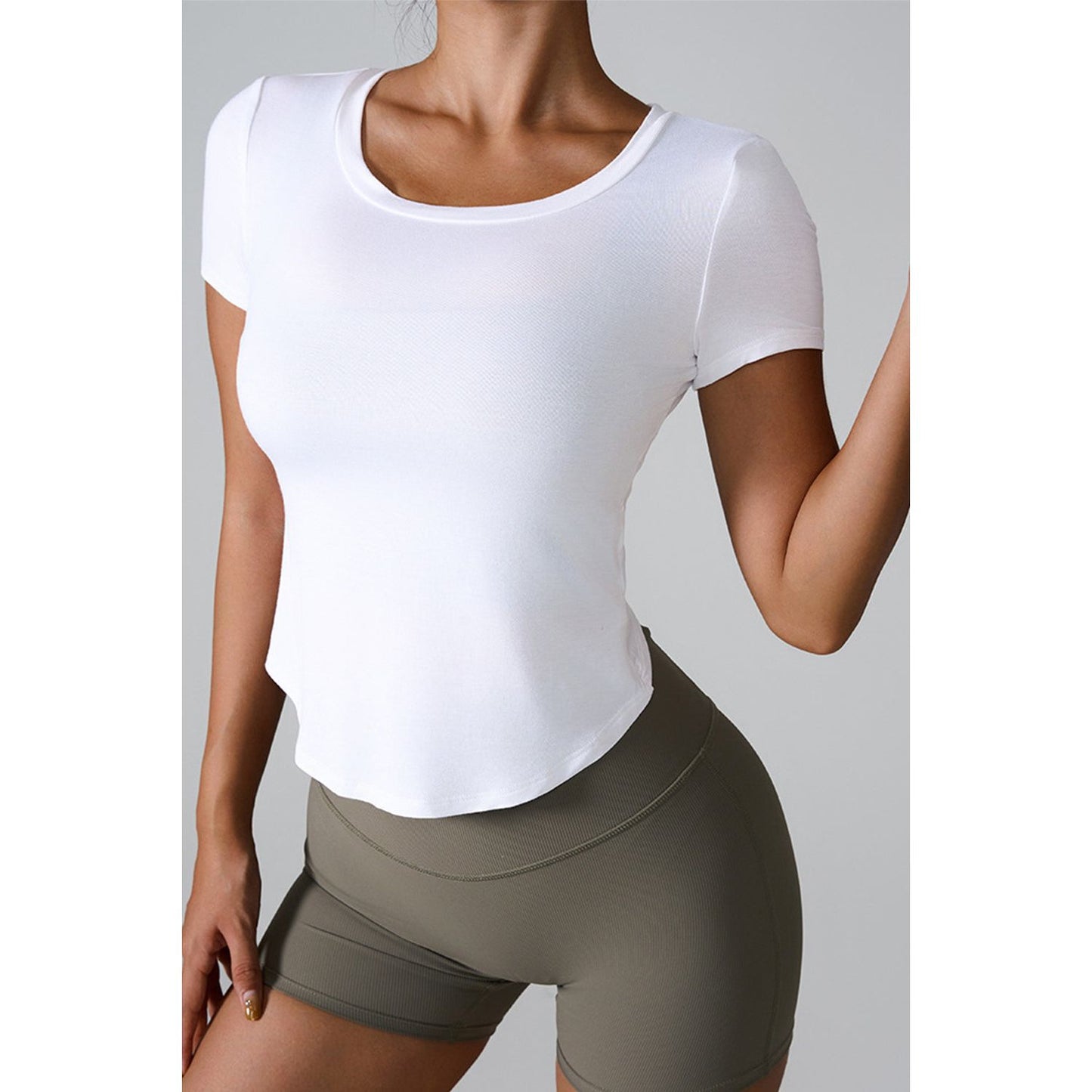 Cutout Round Neck Short Sleeve Active T-Shirt