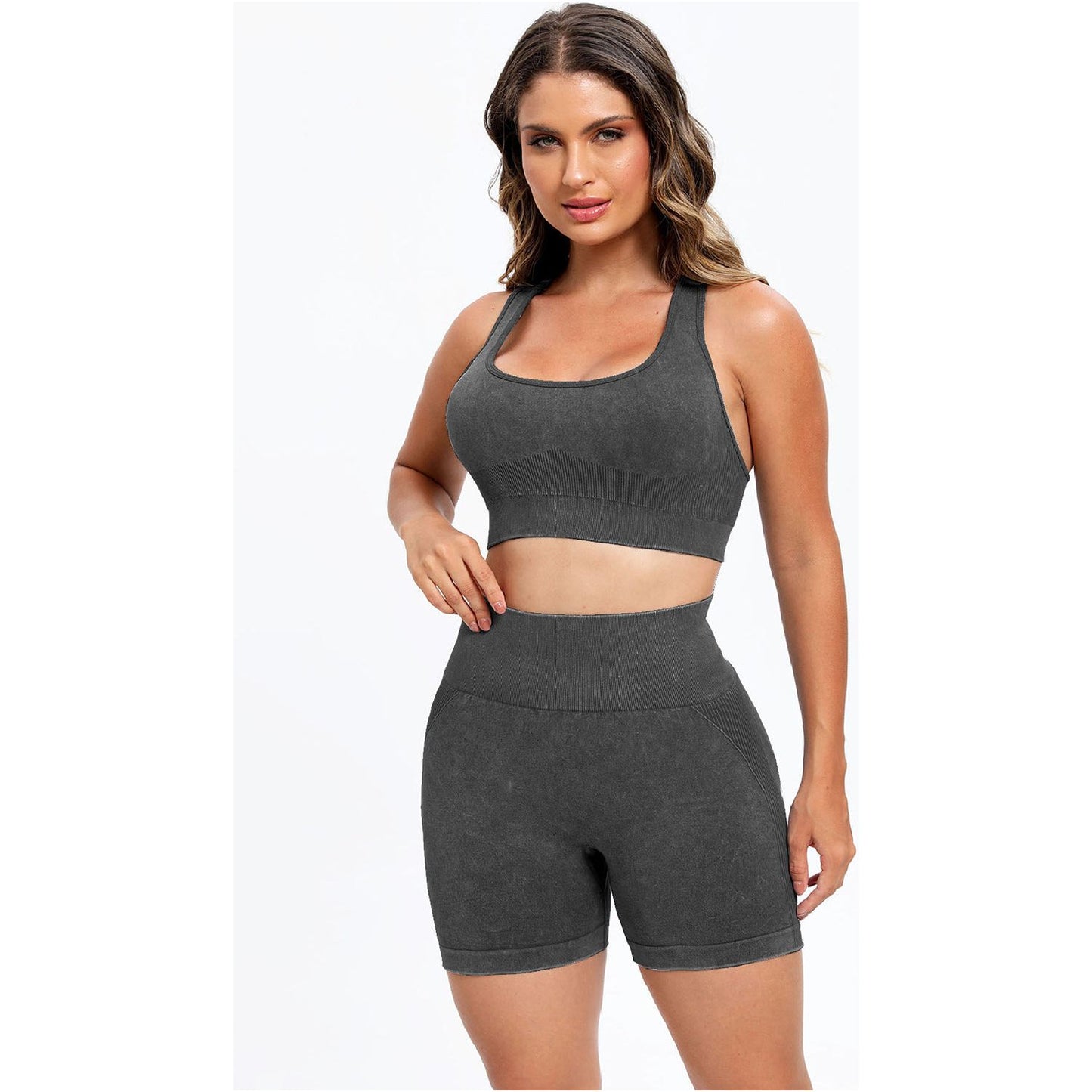 Scoop Neck Wide Strap Top and Shorts Active Set