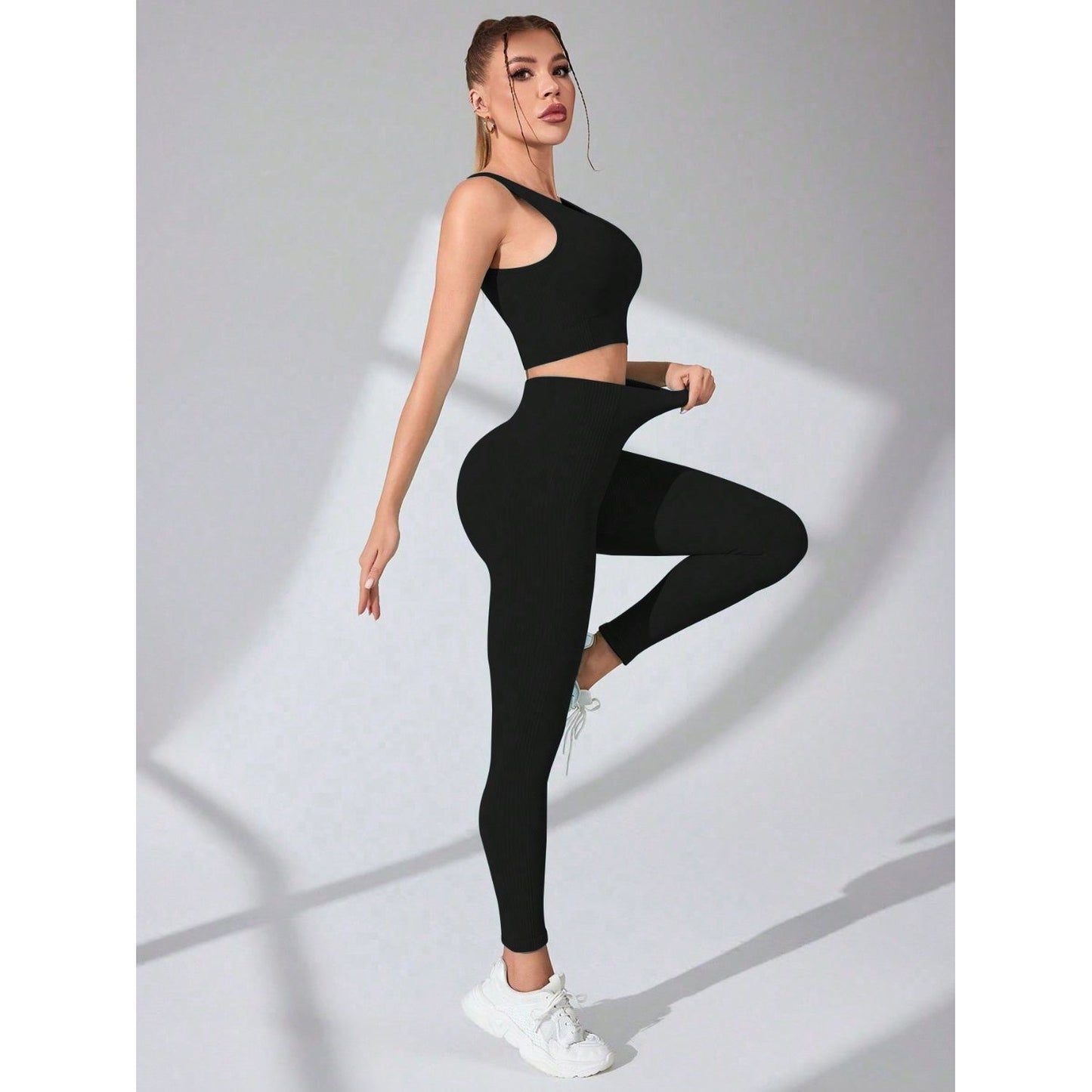 Scoop Neck Wide Strap Top and Pants Active Set