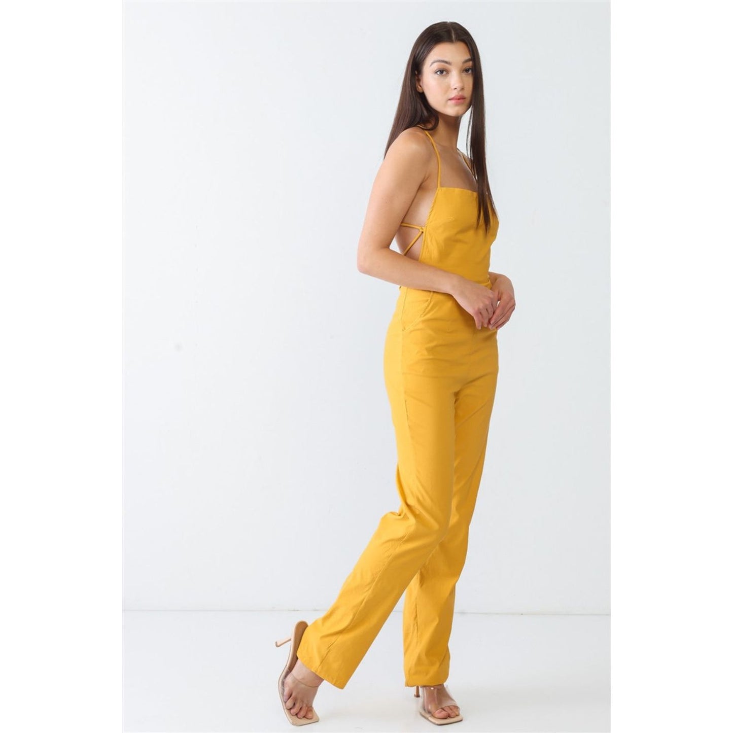 Doreli Group Backless Tied Spaghetti Strap Sleeveless Jumpsuit