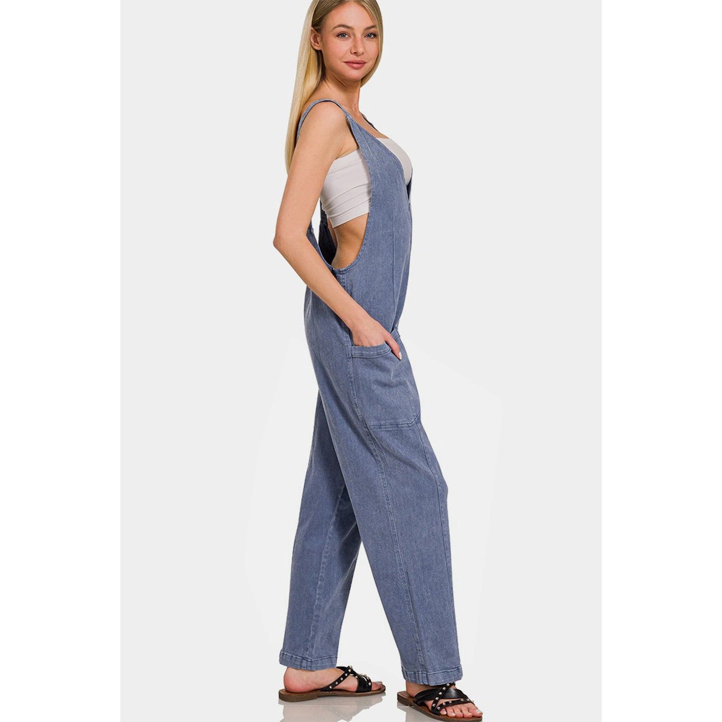 Zenana Pocketed Wide Strap Jumpsuit