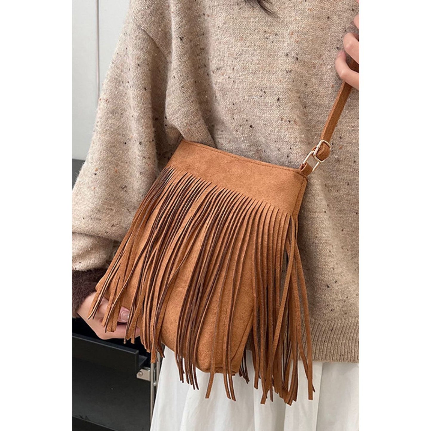 Suede Fringe Shoulder Bag