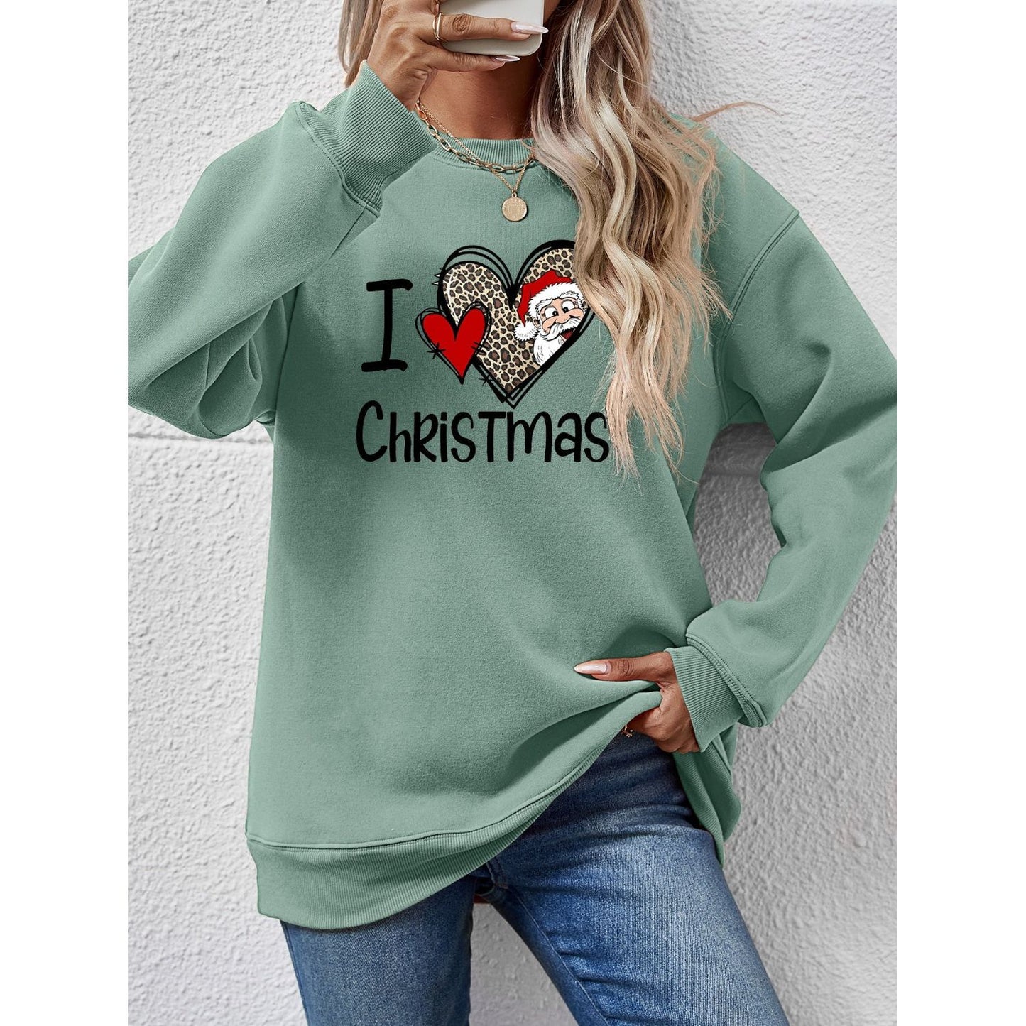 CHRISTMAS Graphic Round Neck Sweatshirt