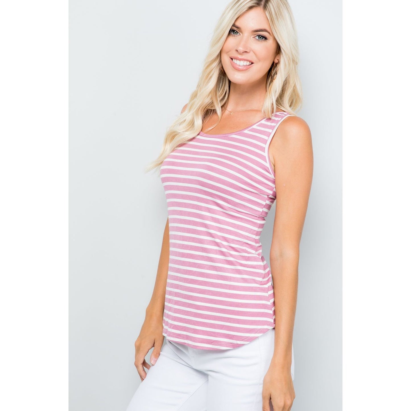 Celeste Full Size Backside Bow Tie Striped Tank