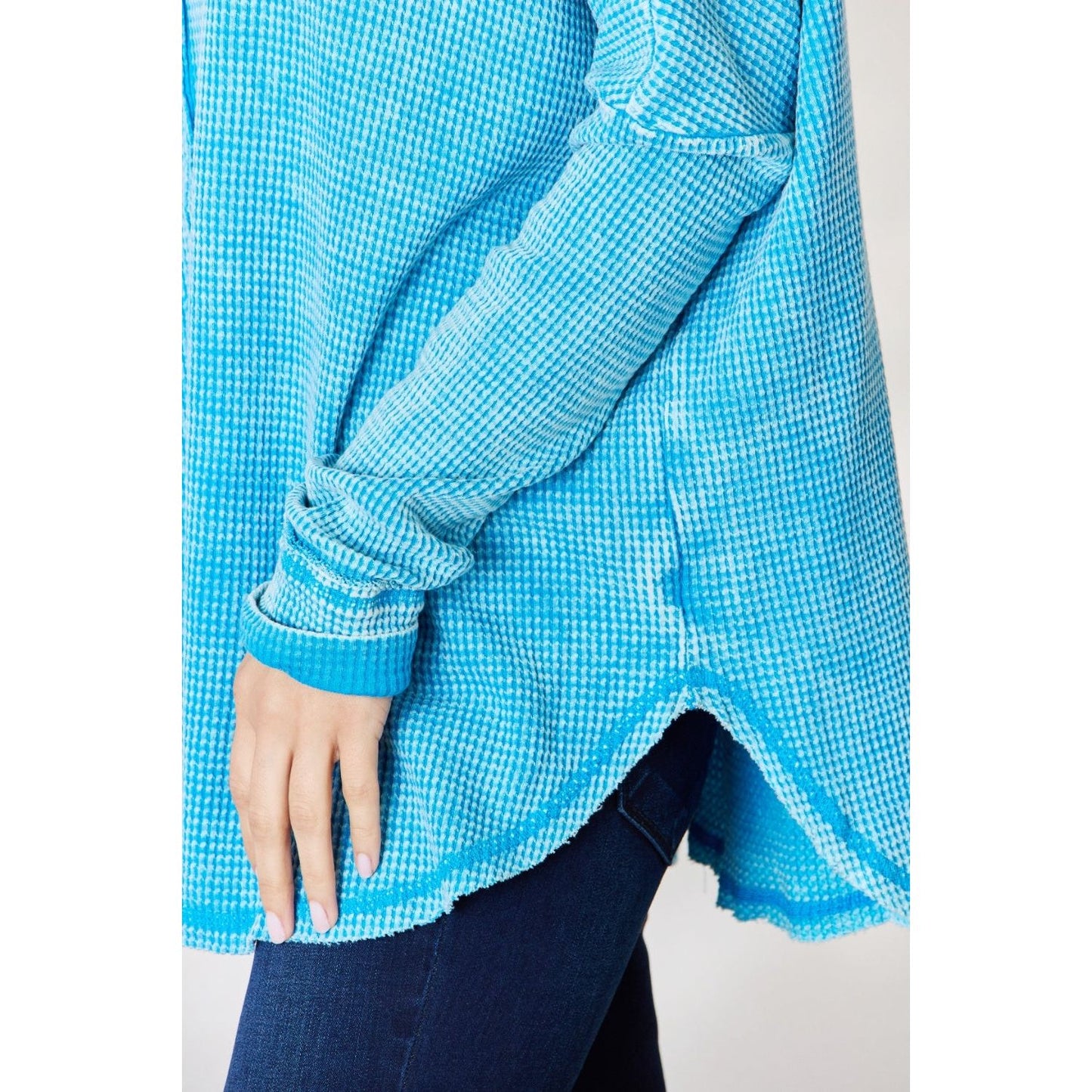 Zenana Oversized Waffle Long Sleeve Top