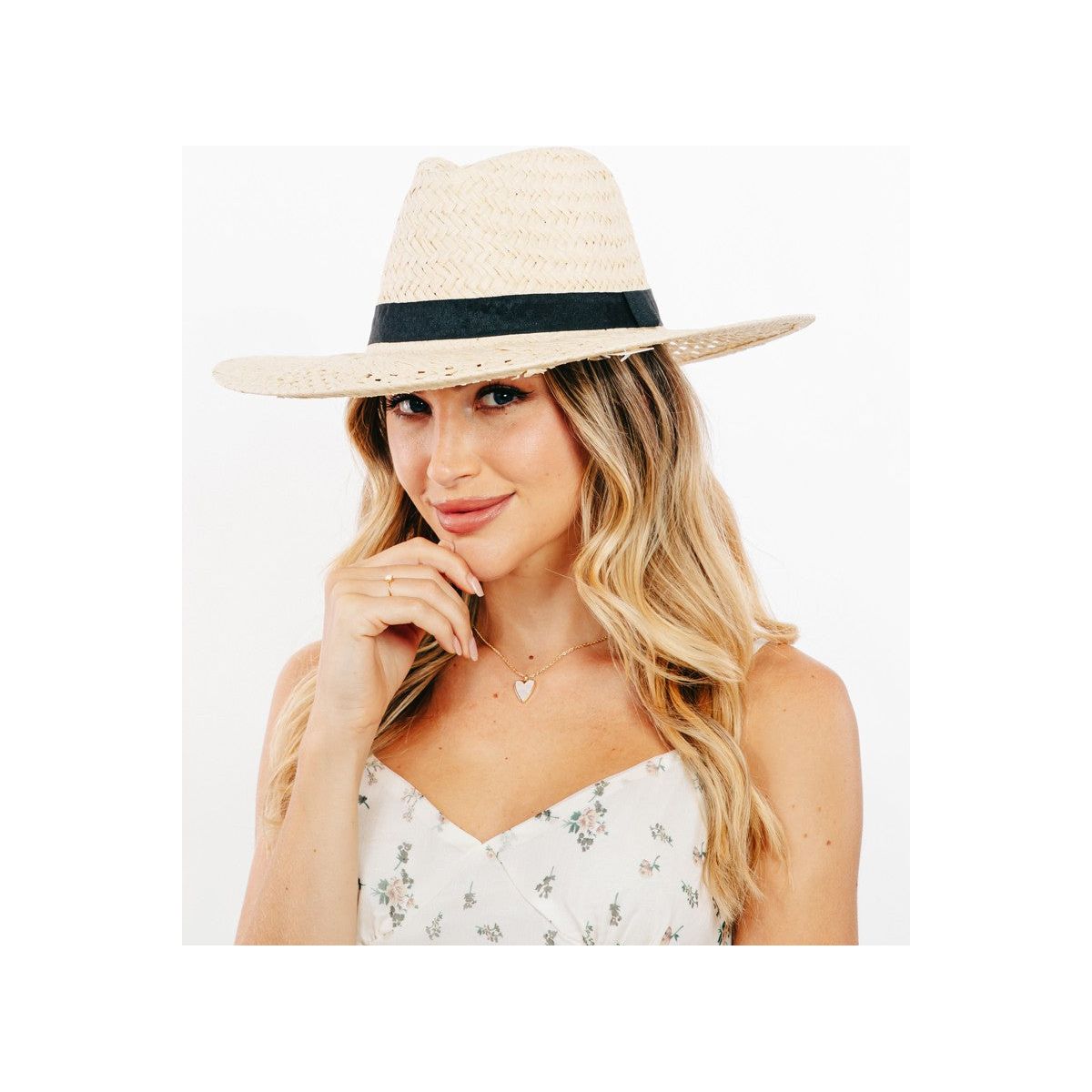 Fame Basket Weave Straw Sun Hat