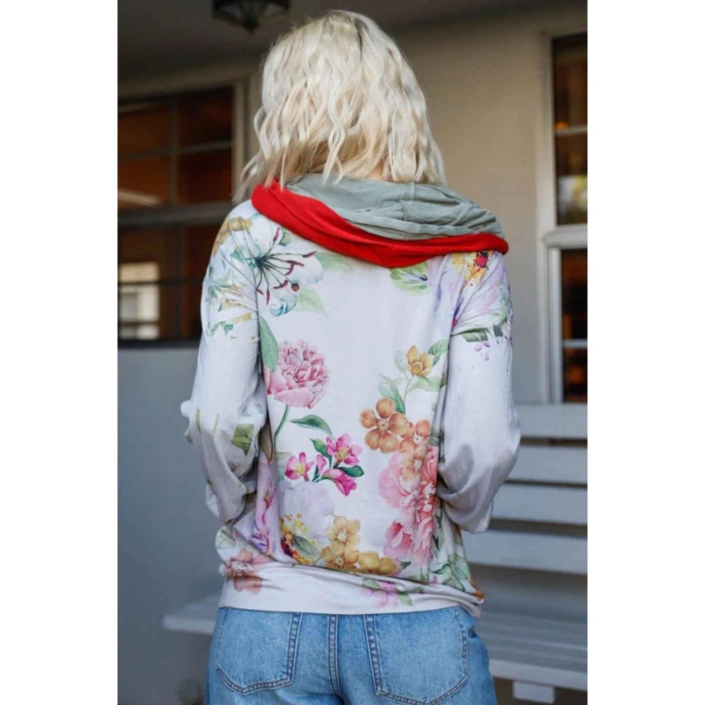 Blumin Apparel Full Size Floral Zip Up Hoodie