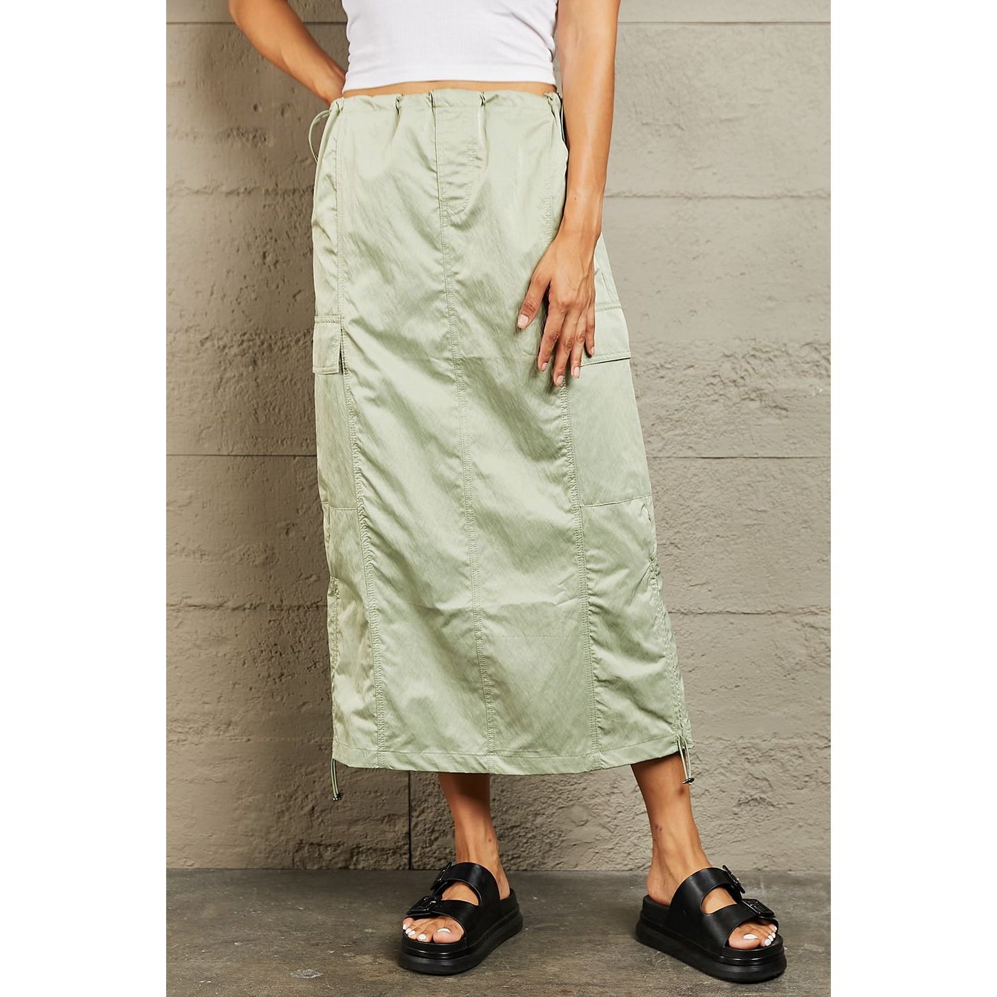 HYFVE Just In Time High Waisted Cargo Midi Skirt