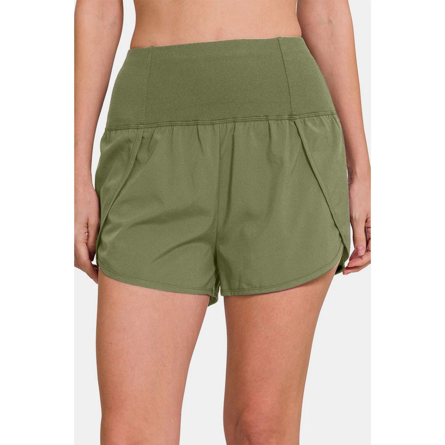 Zenana High-Waisted Zippered Back Pocket Active Shorts