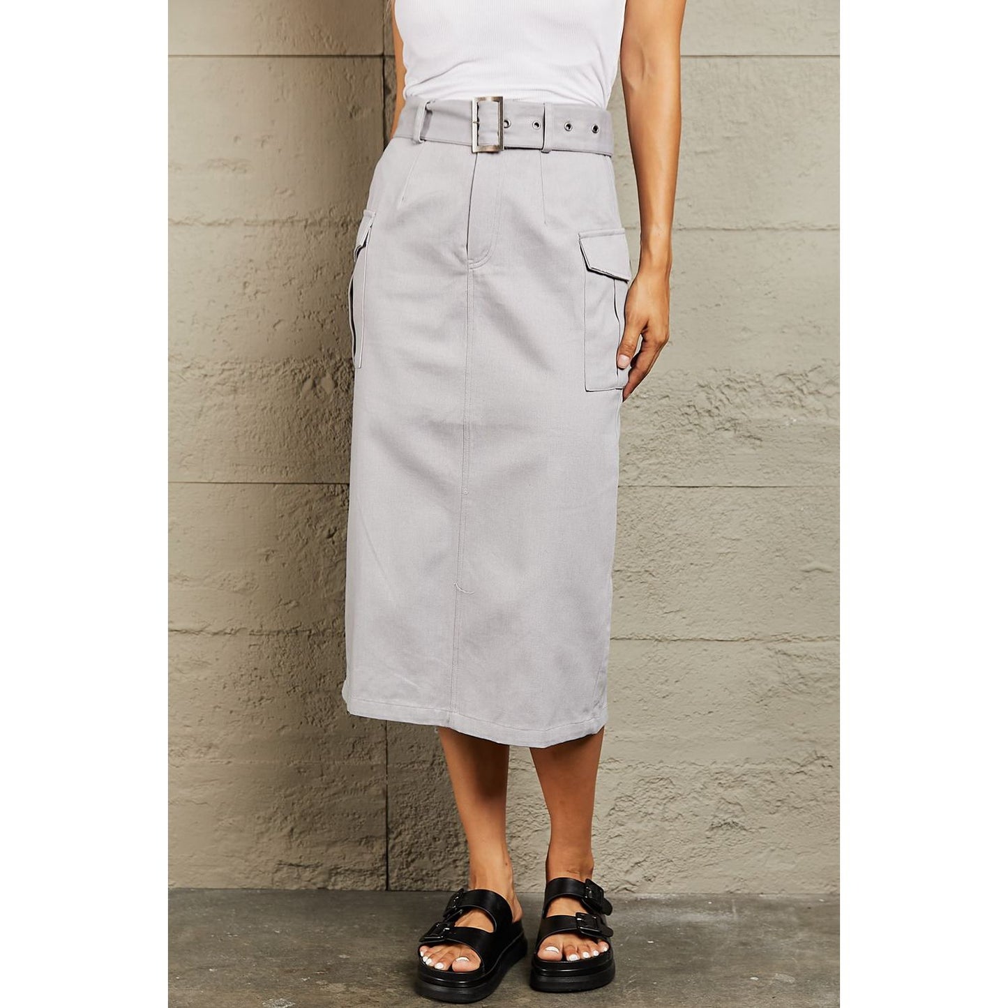 HYFVE Professional Poise Buckled Midi Skirt