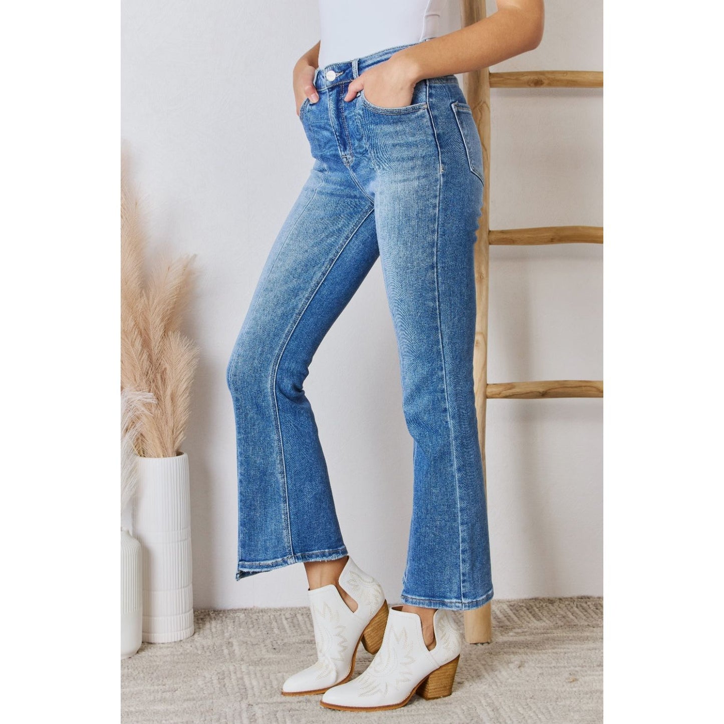 RISEN Full Size High Rise Ankle Flare Jeans