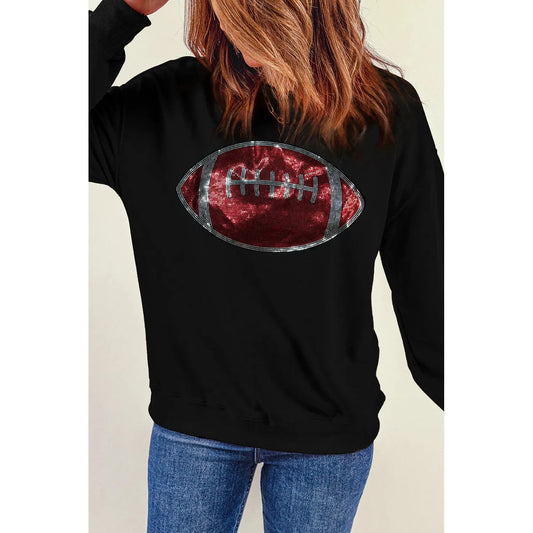 Sequin Football Long Sleeve Sweatshirt