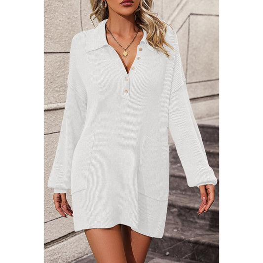 Johnny Collar Drop Shoulder Sweater Dress