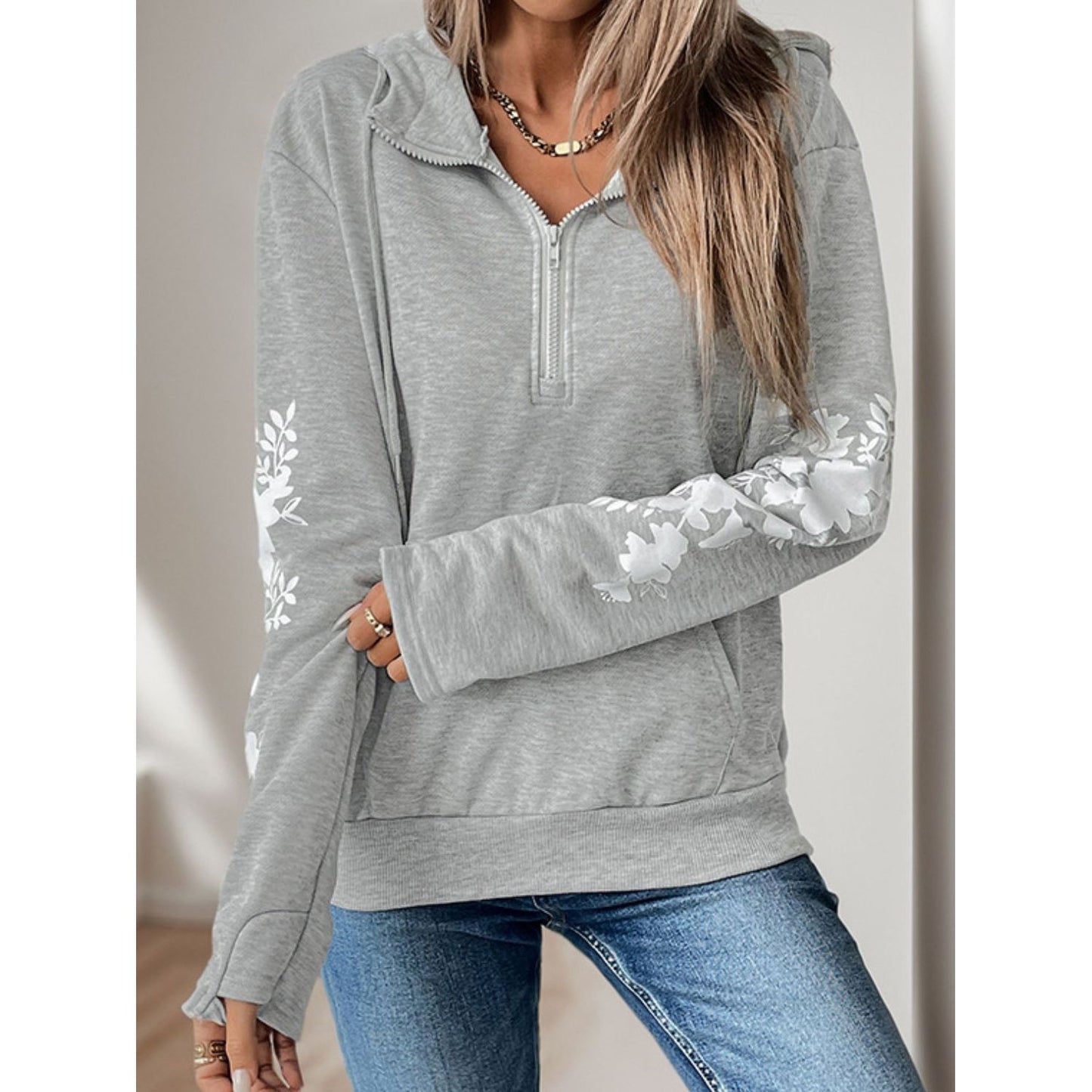 Perfee Half Zip Long Sleeve Hoodie