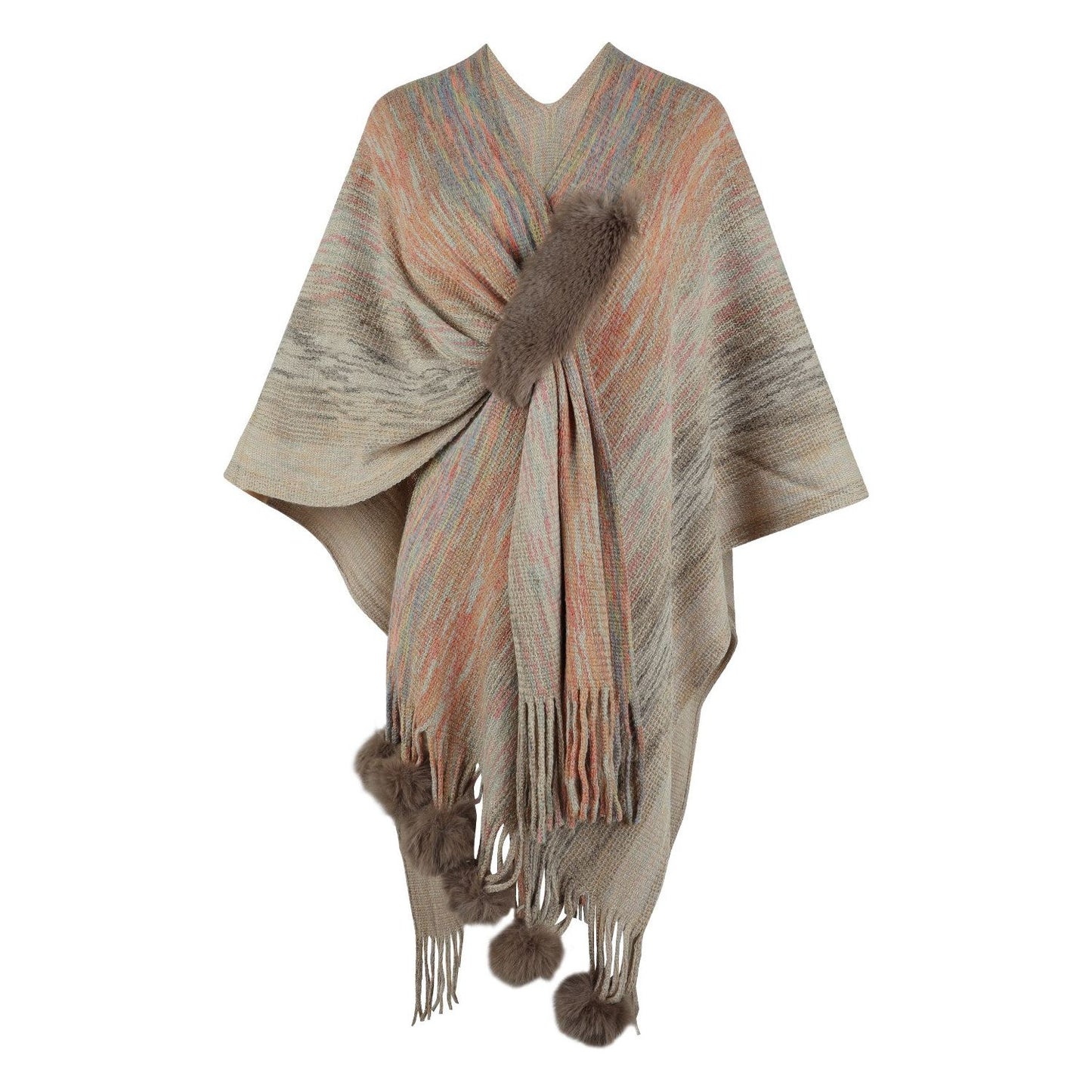 Heathered Fringe Hem Poncho