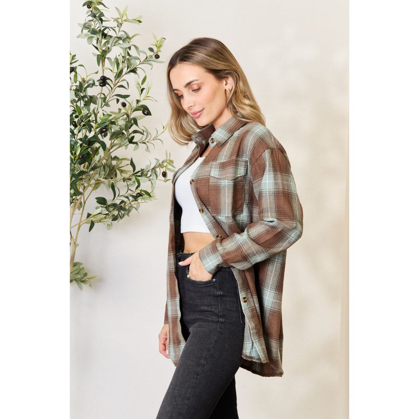 Plaid Dropped Shoulder Shirt