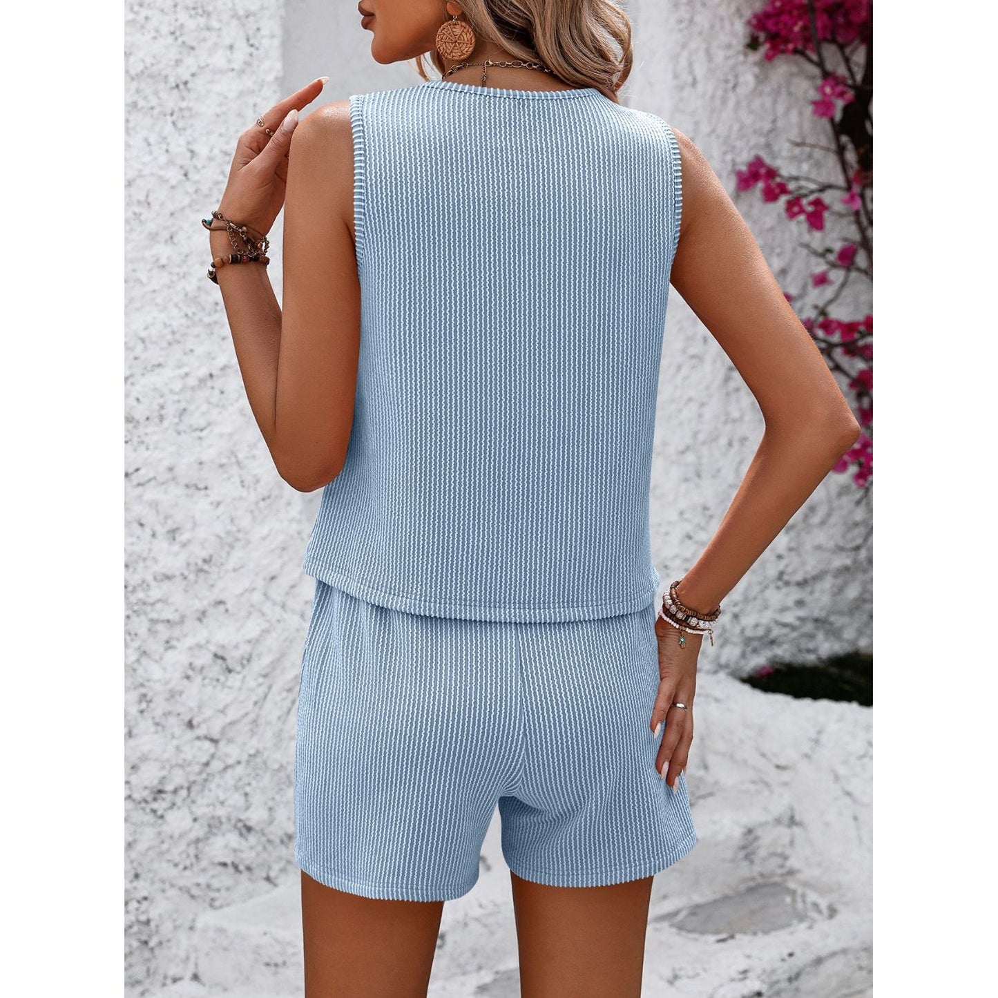 Mandy Round Neck Sleeveless Top and Shorts Set