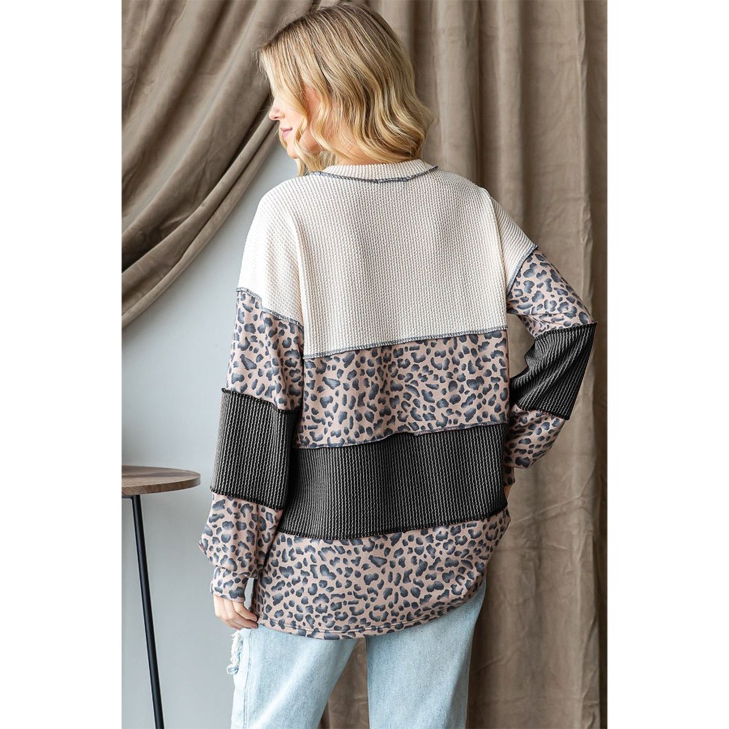 Heimish Color Block Long Sleeve Exposed Seam Top