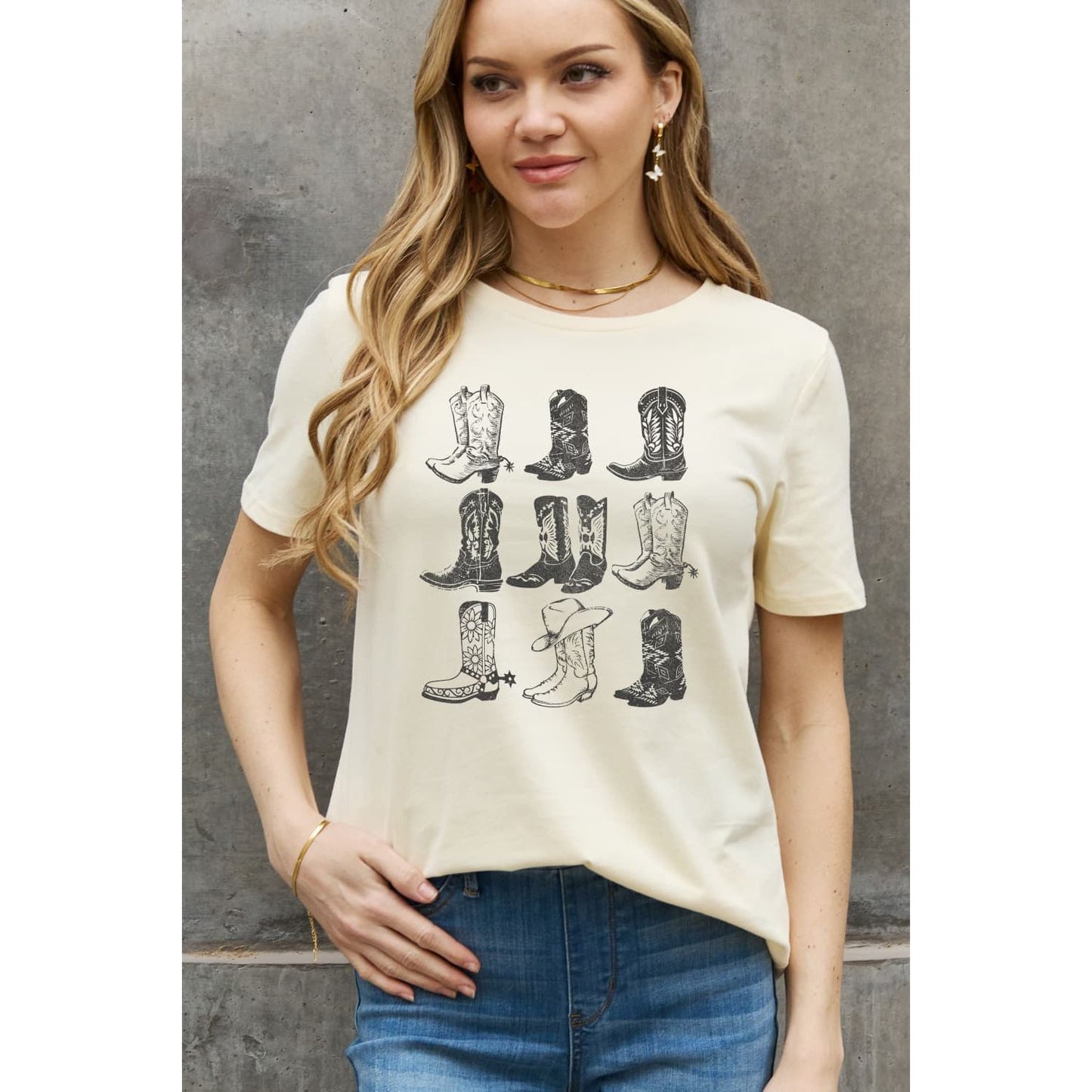 Simply Love Simply Love Full Size Cowboy Boots Graphic Cotton Tee