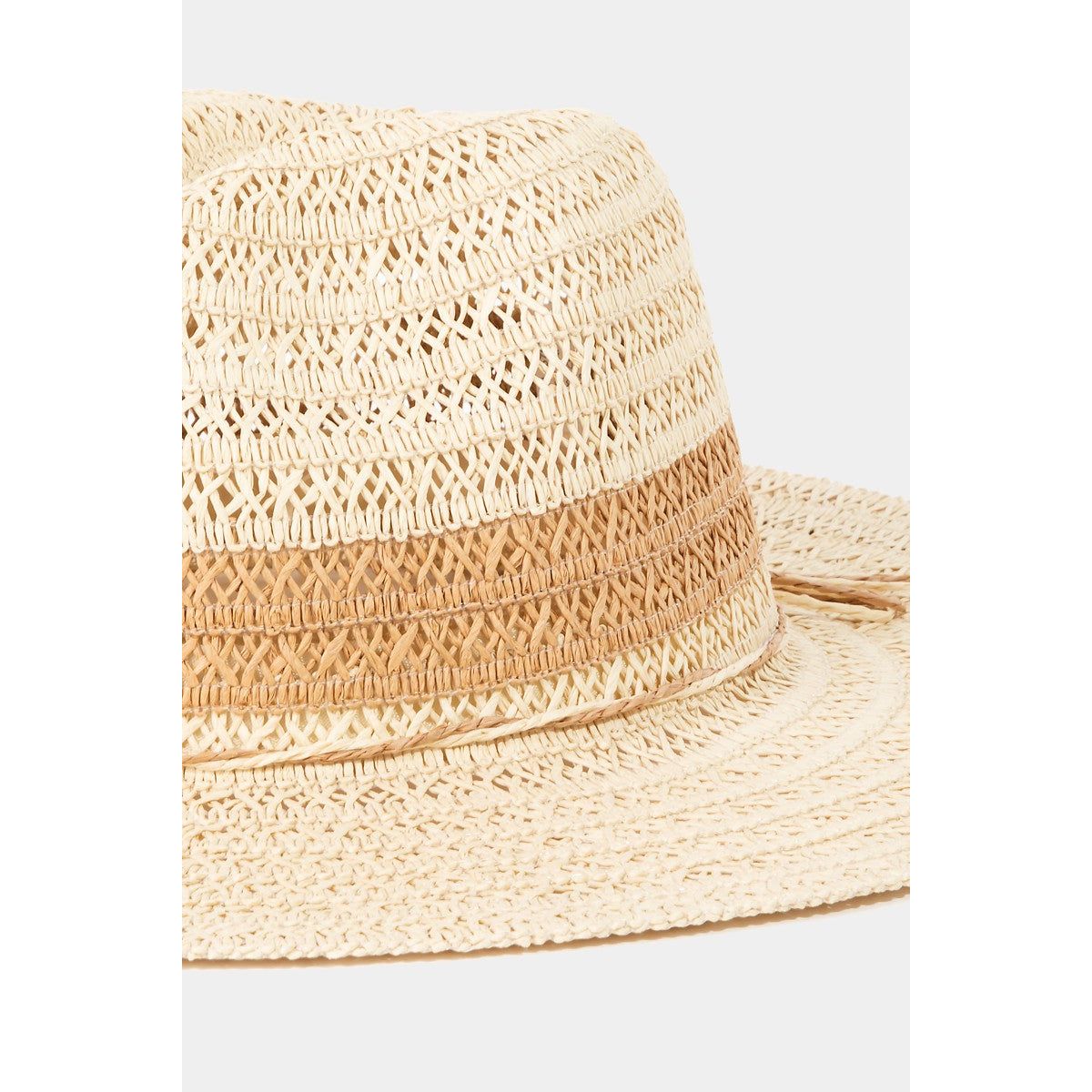 Fame Contrast Straw Braided Sun Hat