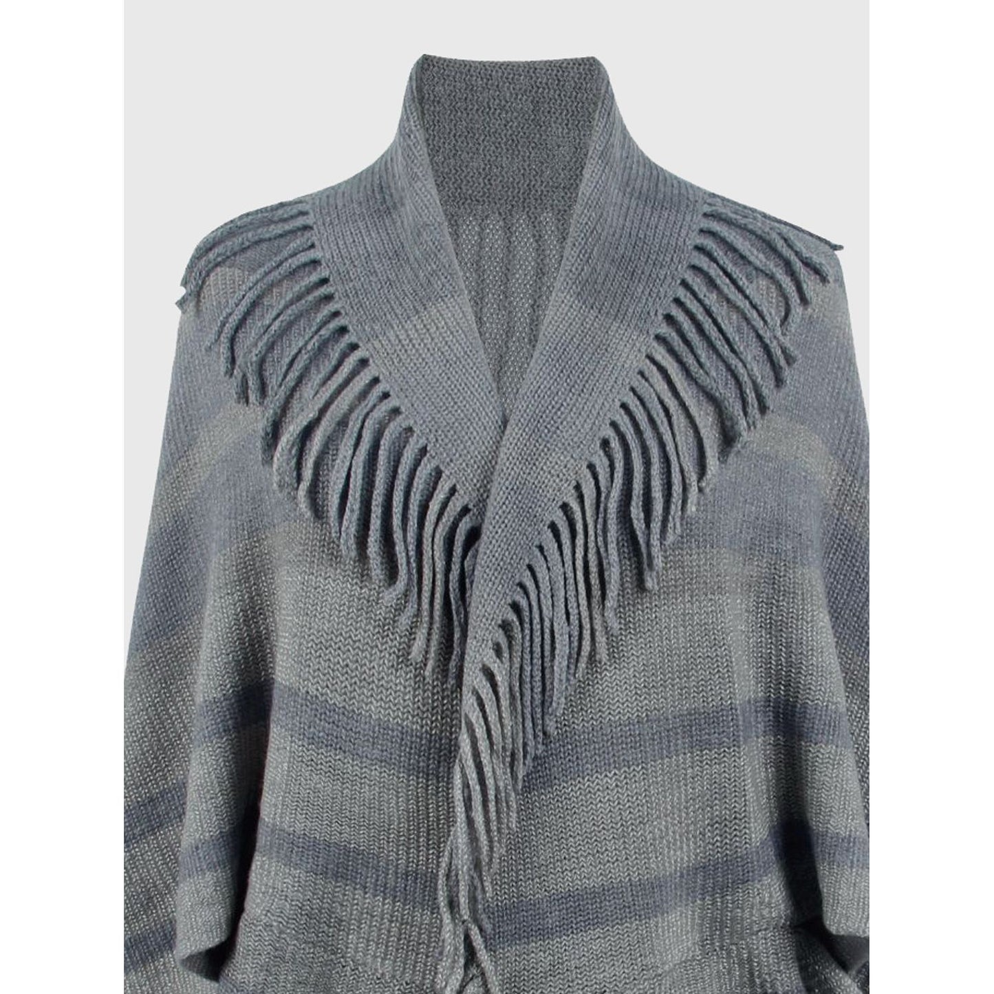 Fringe Detail Open Front Poncho