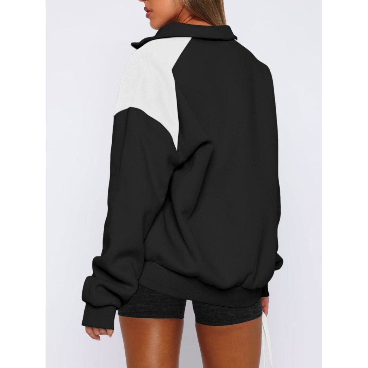 Contrast Quarter Zip Long Sleeve Sweatshirt