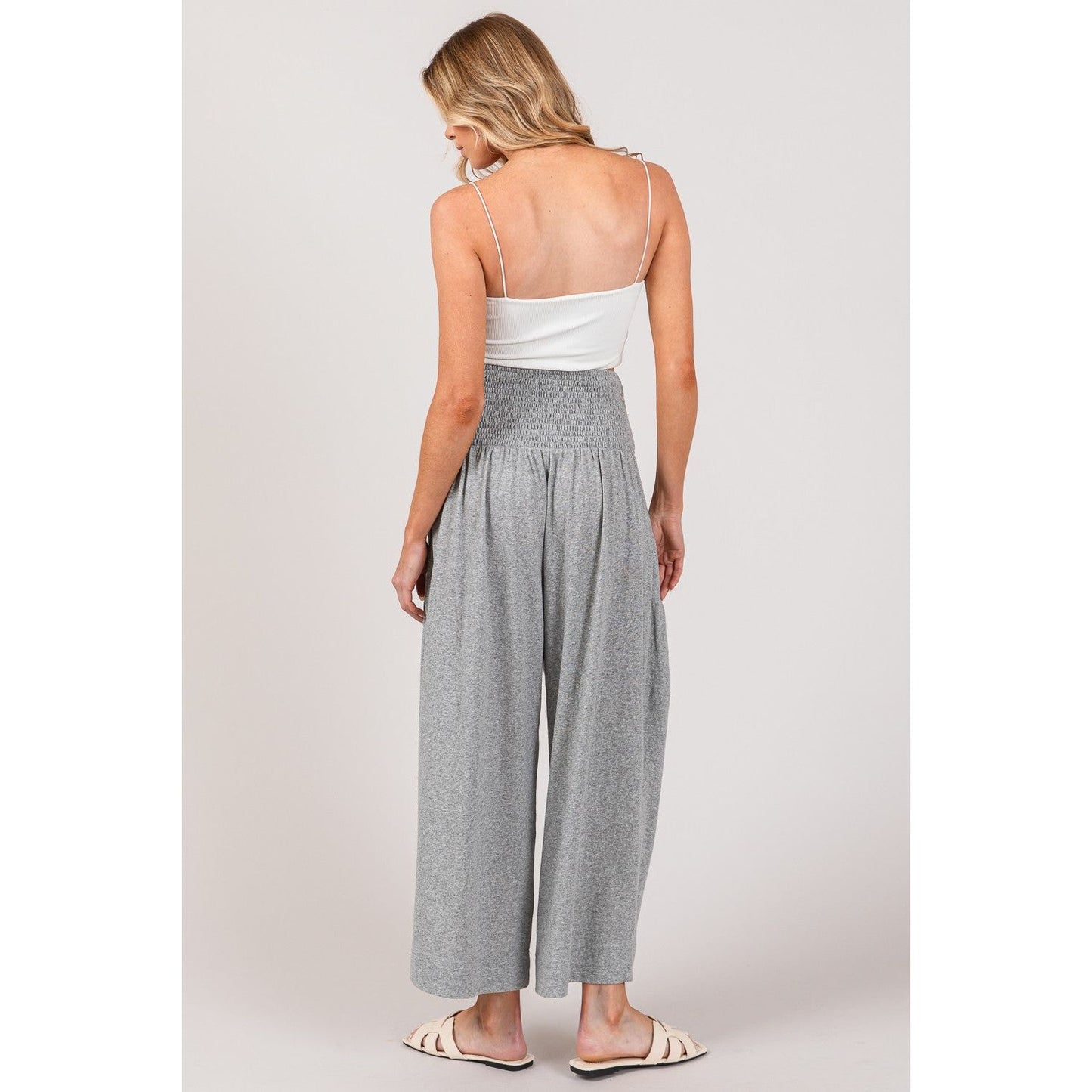 SAGE + FIG Drawstring Smocked High Waist Pants