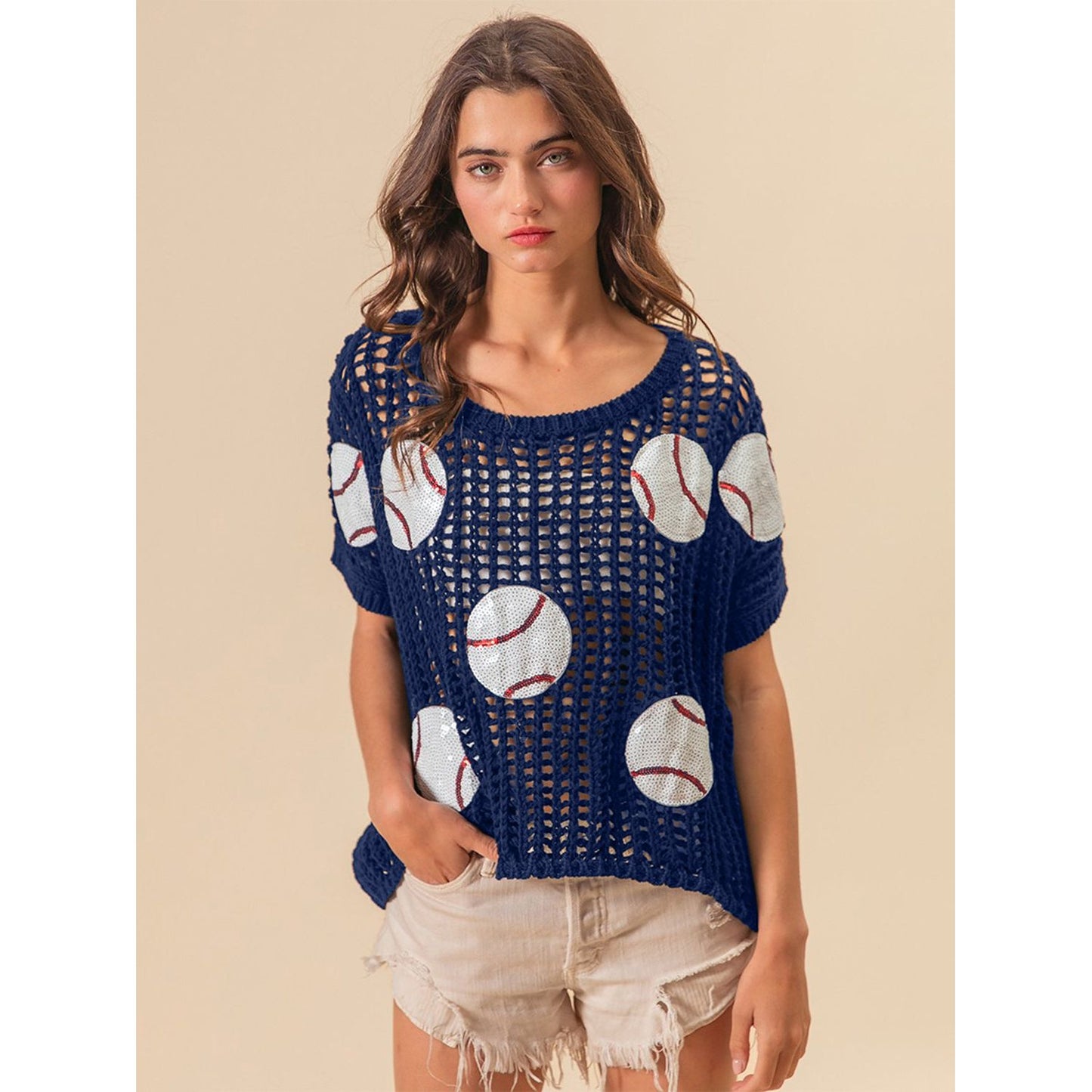 BiBi Baseball Patch Short Sleeve Net Cover-Up