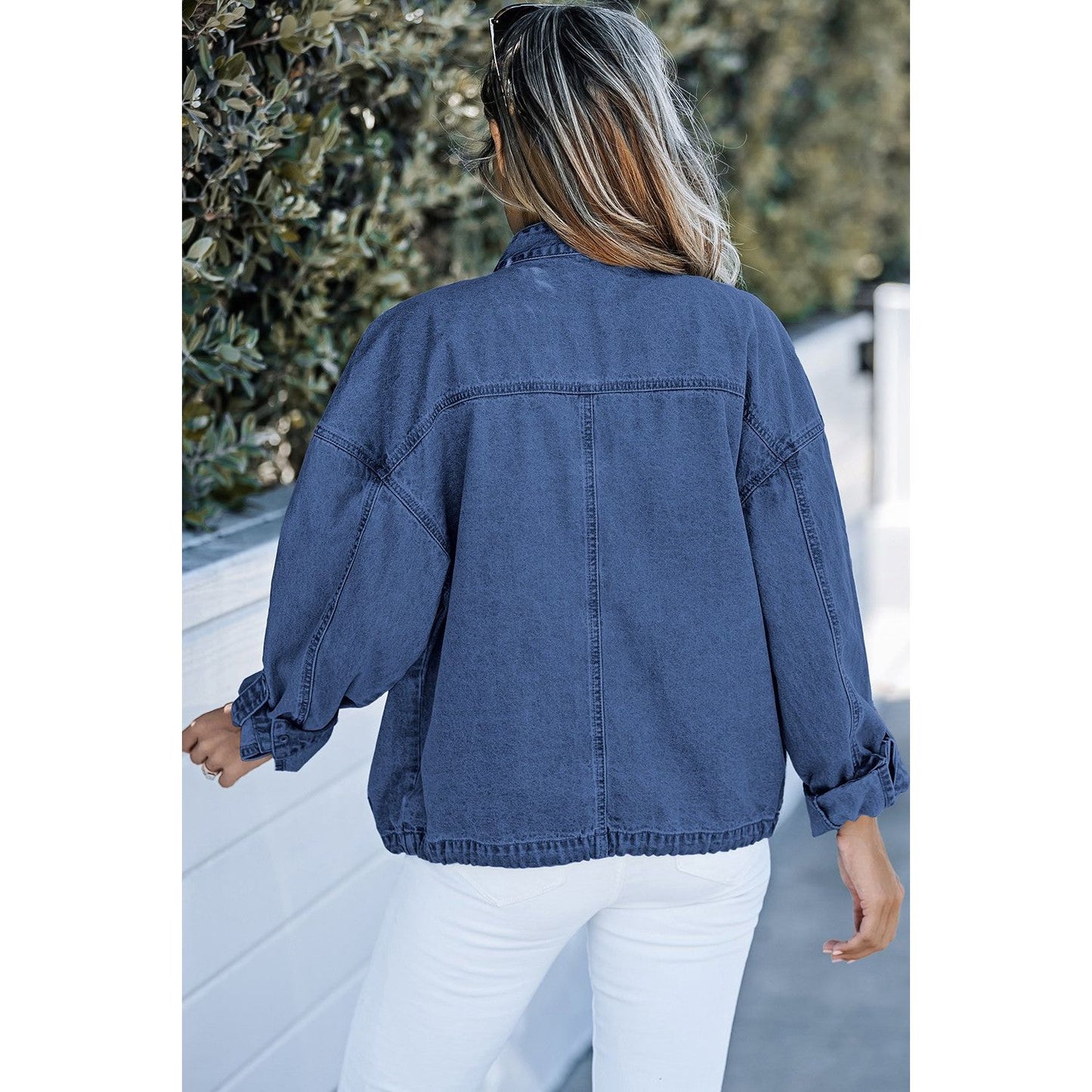 Snap Down Long Sleeve Denim Top