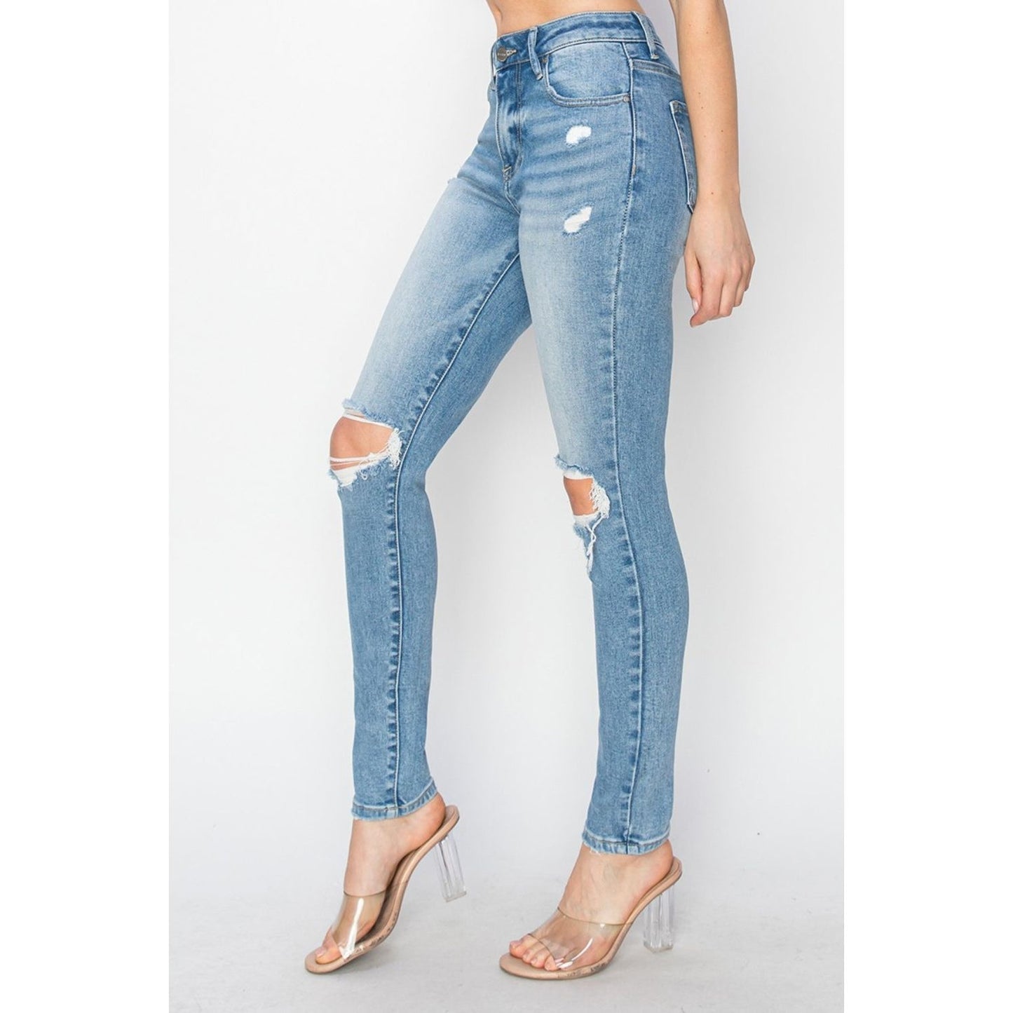 Risen Full Size High Rise Knee Distressed Skinny Jeans