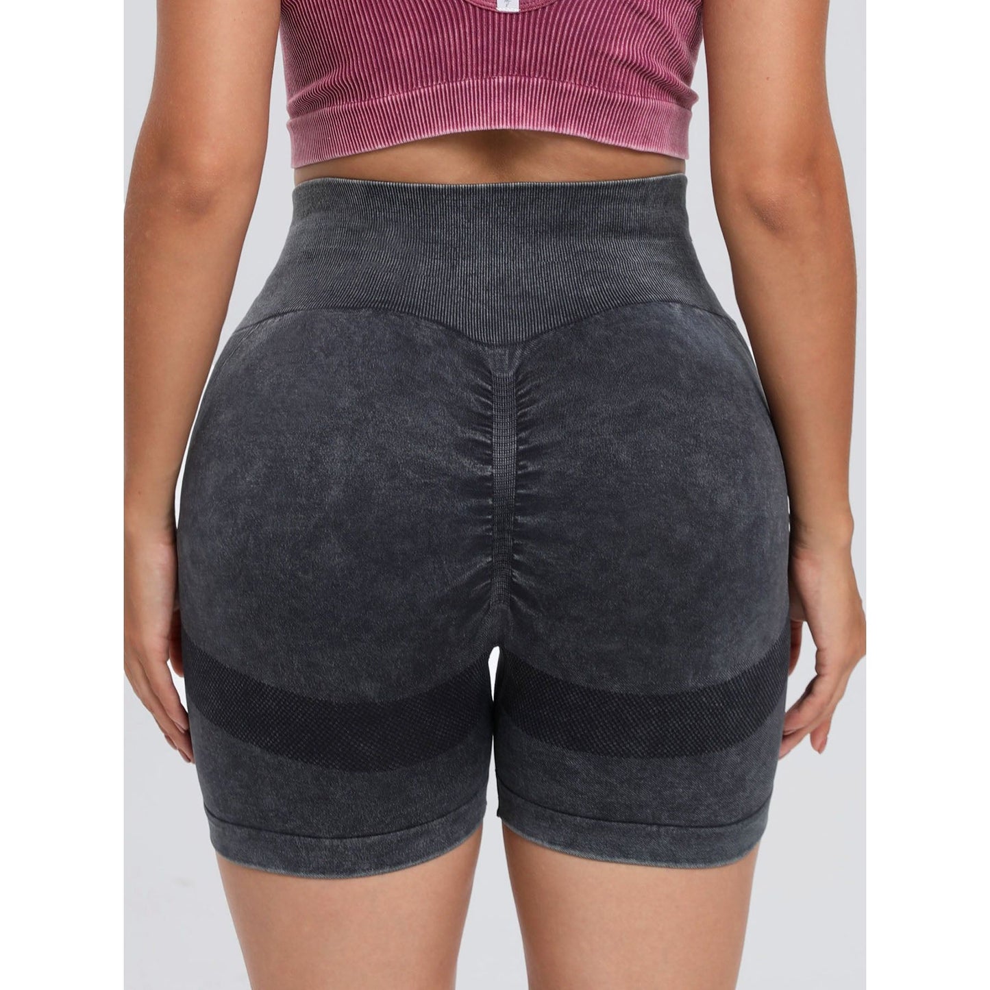 Washed High Waist Active Shorts