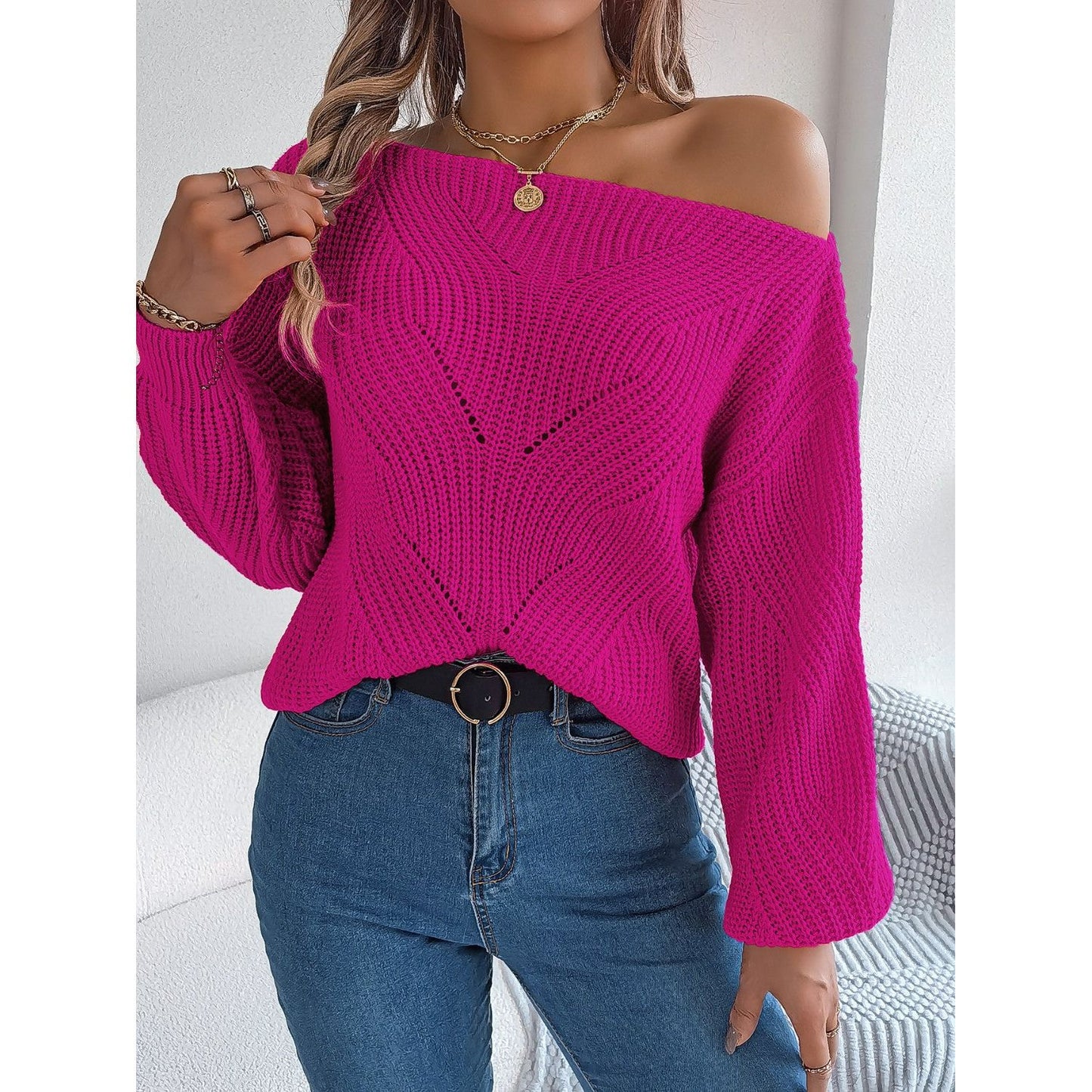 Openwork Long Sleeve Sweater