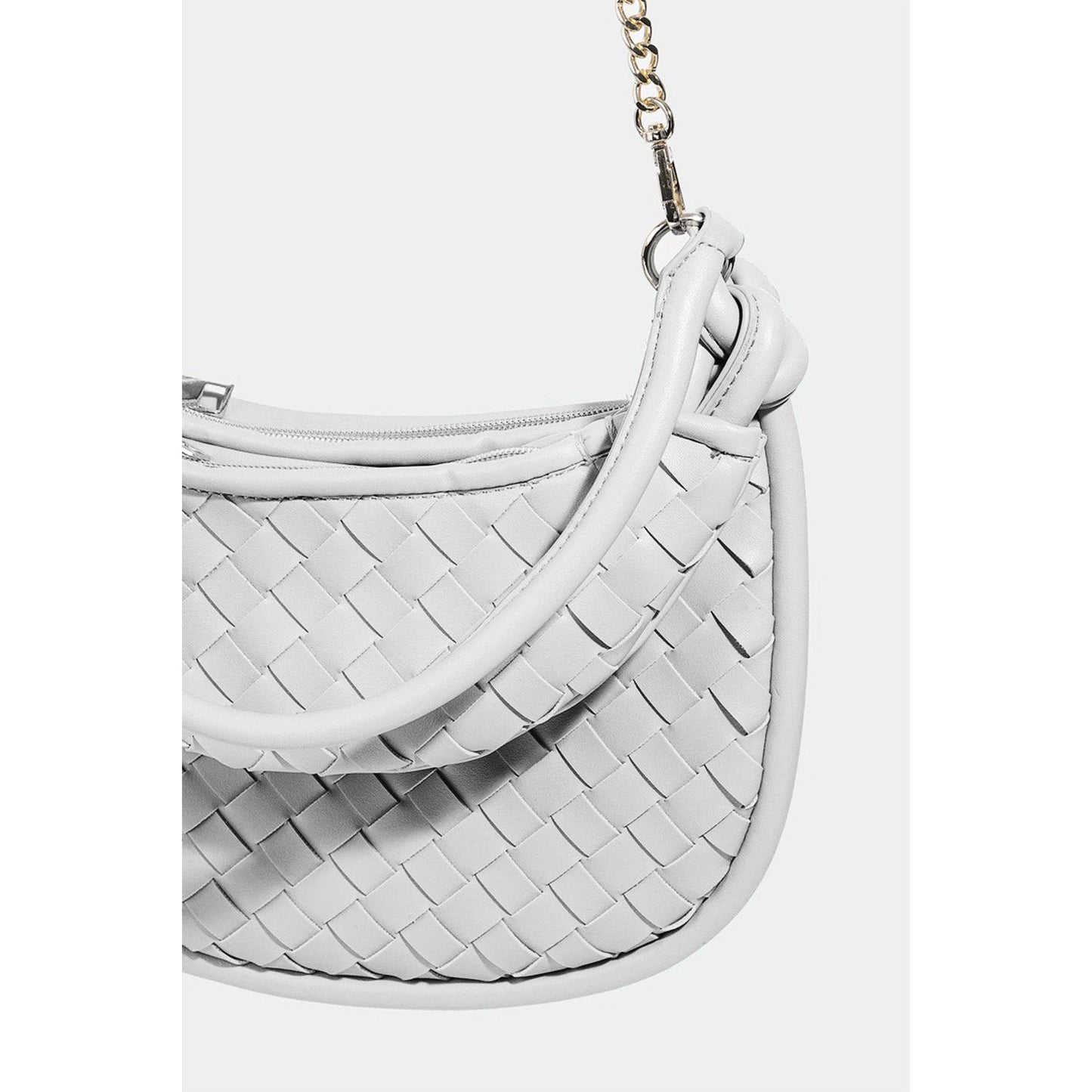 Fame PU Leather Basket Weave Half Moon Bag