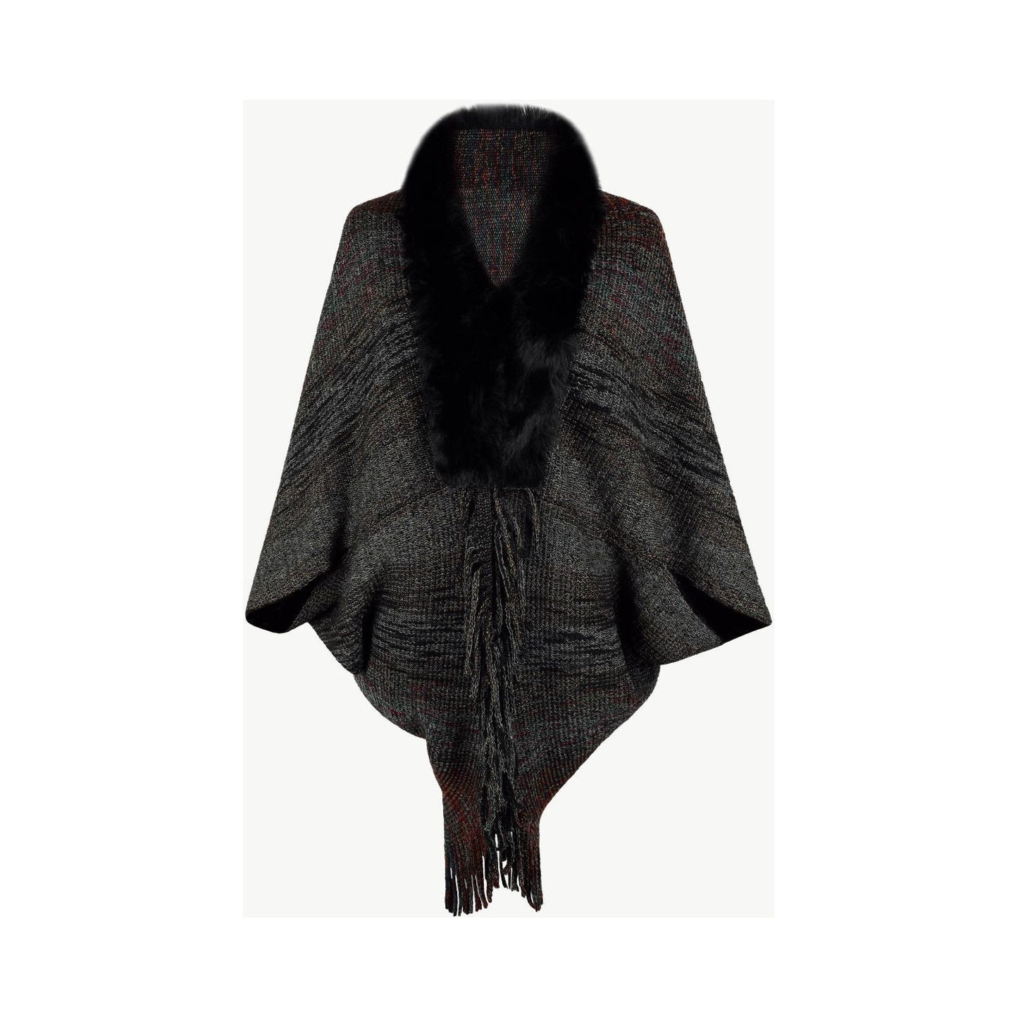 Open Front Fringe Hem Poncho