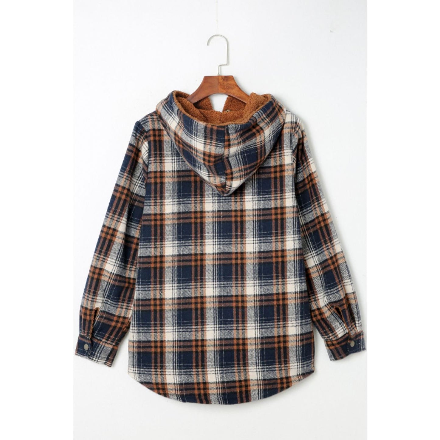 Plaid Button Up Long Sleeve Hooded Jacket